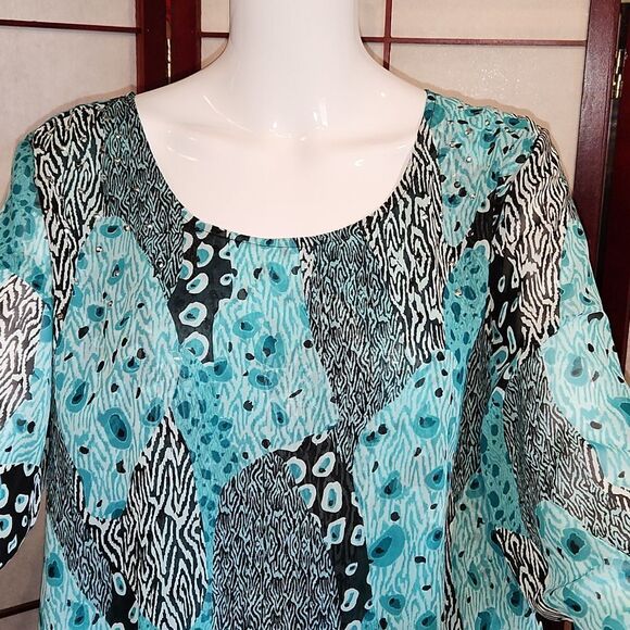 Style & Co. Sheer Layered Multi-Pattern Blouse - Picture 2 of 9